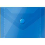 Папка-конверт на кнопке А7, 74х105 мм, 150 мкм, полупрозрачная, синяя 267537