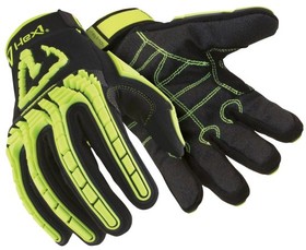 6064209, Black Nylon, Spandex Impact Protection Work Gloves, Size 9, Large, PVC Coating