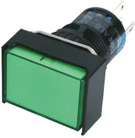 Фото 1/2 AL6H-M24PG, Illuminated Pushbutton Switch Momentary Function 2CO LED 24 VDC / 220 VAC Green None