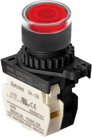 S2PR-P3RBL, Кнопочный переключатель, 22/25 мм, выступающий с подсветкой, Красный