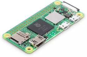 Raspberry Pi Zero 2 W 1GHz quad-core CPU, 512MB RAM, Mini HDMI port, Micro USB OTG port, Micro USB power, HAT-compatible 40-pin header, Comp