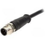 120065-2277, Sensor Cable, Black, Straight, 5m, M12 Plug - Pigtail, Conductors - 4
