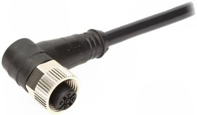 Фото 1/4 120065-2265, Sensor Cable, Black, Angled, 22AWG, 5m, M12 Socket - Pigtail, Conductors - 4