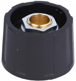 Фото 1/2 Rotary knob, 6.35 mm, plastic, black, Ø 23 mm, H 15 mm, A2523630