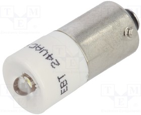 1860035W3, Индикат.лампа: LED; BA9S,T10; белый; пластик; 24ВAC; 24ВDC