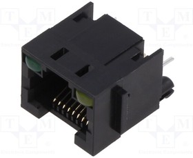 MTJ-88DX1-LH, Socket; RJ45; PIN: 8; with LED; Layout: 8p8c; on PCBs,PCB snap; THT