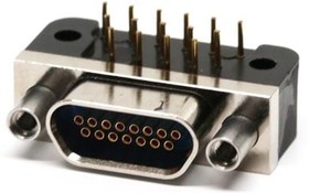 MWDM2R-15SCBRP-.110-464, D-Sub Micro-D Connectors 15P R/A SKT MICRO D NICKEL W/ JACKPOST