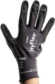 Фото 1/5 11840100, HyFlex 11-840 Grey Nylon, Spandex General Purpose Work Gloves, Size 10, Large, Nitrile Coating