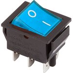 36-2351, Переключатель клавишный 250V 15А (6с) ON-ON синий с подсветкой ...