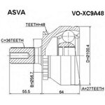 PCV3031, ШРУС наружн [A:36, B:27, D:56.5mm, ABS:48] Volvo: XC90 03