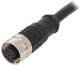 Фото 1/3 PXPTPU12FBF08ACL010PUR, Cordset, M12 Socket - Bare End, 8 Conductors, 1m, IP67, Black