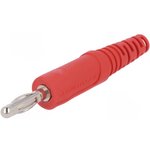 FK 9 L Ni / RT, Red Male Banana Plug, 4 mm Connector, Solder Termination, 32A, 33 V ac, 70V dc, Nickel Plating