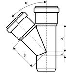 335220, Тройник двухраструбный 45 град. 110х50 для бесшумной канализации