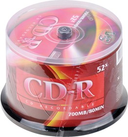 Фото 1/4 Диски CD-R VS 700 Mb 52x Cake Box (упаковка на шпиле), КОМПЛЕКТ 50 шт., VSCDRCB5001