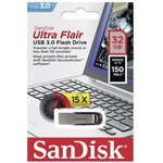 Флеш-память SanDisk Ultra Flair, 32Gb, USB 3.0, с/чер, SDCZ73-032G-G46