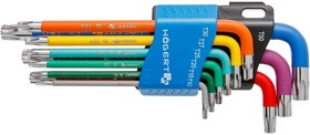 Фото 1/8 HT1W817, Набор Г-образных удлиненных ключей TORX с цветной маркировкой, Т10-Т50, 9