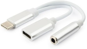 Переходник USB USB Type-C/Jack3.5 F+Type-C F блистер CCA-UC3.5F-02-W
