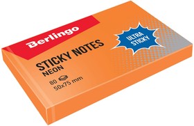 Самоклеящийся блок Ultra Sticky 50x75 мм, 80 листов, оранжевый неон LSn_39414