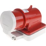 400RS, IP44 Red Panel Mount 3P + N + E Right Angle Industrial Power Plug ...