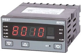 P8010-2101-0000, P8010 PID Temperature Controller, 96 x 48 (1/8 DIN)mm, 2 Output Relay, 100 → 240 V ac Supply Voltage