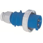 21238, IP67 Blue Cable Mount 2P + E Industrial Power Plug, Rated At 16A, 230 V