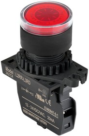 Фото 1/2 L2RR-L3RL, Сигнальная лампа круглая, монтажное отверстие: ø22/25 мм, плафон: плоский круглый(выступающий), цвет: красный, маркировка: "Lamp"