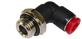 C02470618, PNEUFIT Series Elbow Threaded-toTube Adaptor, Push In 6 mm to G 1/8 Male, Threaded-to-Tube Connection Style