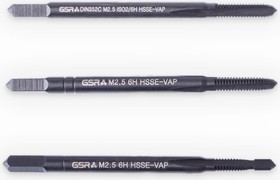 Ручные метчики M2,5х0,45 HSSE-VAP DIN352 6H набор 3 шт для нержавейки B00813110