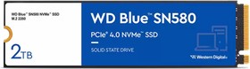 Фото 1/6 Твердотельный накопитель Western Digital Blue SN580 SSD M2.2280 PCIe 4.0 2Tb, 4150MBs/4150MBs, TBW 900, WDS200T3B0E, 1 year