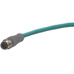 120108-8543, Cordset, Teal, Straight, 1.5A, 24AWG, 5m, M12 Plug - Pigtail ...