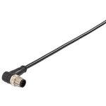 120065-9523, Sensor Cable, Black, Angled, 22AWG, 2m, M12 Socket - Pigtail ...