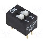 A6E-2104-N, DIP Switches / SIP Switches Raised actuator 2 poles