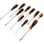 B219.010 Phillips; Pozidriv; Slotted; Square Screwdriver Set, 10-Piece