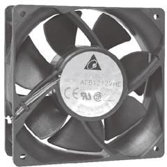 AFB1224VHE-TC5F, DC Fans Fan, 120x38mm, 24VDC, 151.85CFM, 12W, 53dBA, Ball, 3-Lead Wires, Tach, IP55