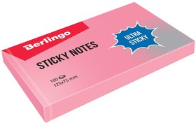 Самоклеящийся блок Ultra Sticky 125x75 мм, 100 листов, пастель, розовый LSn_39303