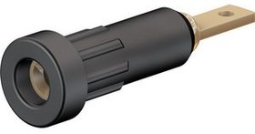2 mm socket, flat plug connection, mounting Ø 4.9 mm, black, 23.1011-21