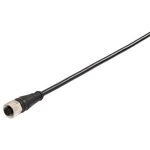 120065-2254, Sensor Cable, Black, Straight, 10m, M12 Socket - Pigtail, Conductors - 4