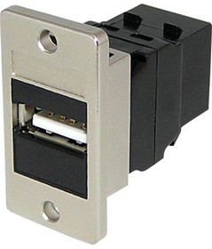 KCUABBKPM, USB A to B Panel Mount Coupler, USB 2.0 A Socket - USB 2.0 B Socket
