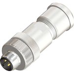 Circular Connector, 4 Contacts, Cable Mount, M12 Connector, Plug, Male, IP67