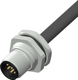 Circular Connector, Front Mount, M12 Connector, Socket, Male, IP67