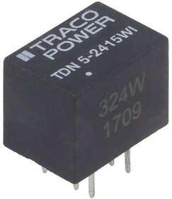 Фото 1/3 TDN 5-2415WI, Isolated DC/DC Converters - Through Hole 9-36Vin 24Vout 210mA 5W Iso DIP