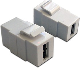 Фото 1/2 Модуль Keystone, USB 2.0, тип A, мама-мама, 180 градусов, белый