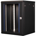 DR-634101, Шкаф 19" телекоммуникационный настенный, 15U 769х600х600 мм, дверь стекло, черный