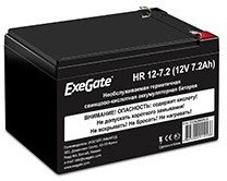 Фото 1/7 Exegate EX282965RUS Аккумуляторная батарея HR 12-7.2 (12V 7.2Ah 1227W, клеммы F2)