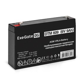 Фото 1/8 EX294052RUS, Аккумуляторная батарея ExeGate DTM 609 (6V 9Ah, клеммы F1)
