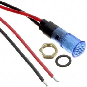 FL1P-8NW-1-B12V, LED Panel Indicator - 8mm - Blue - 12VAC/DC 20mA - 10mm, T-3 1/8 Lens Size - Round with Domed Top Lens Style - IP ...