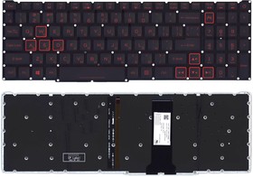 Клавиатура для ноутбука Acer Nitro 5 AN515-54 черная с красной подсветкой (стрелки в рамке)