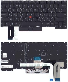 Клавиатура для ноутбука Lenovo ThinkPad T14s черная с подсветкой