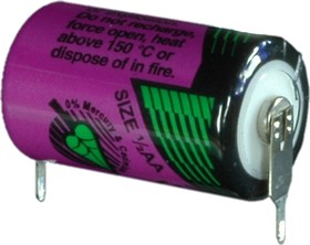 SL-350/PR, Lithium Battery Cylindrical 3.6V 1.2Ah 1/2AA Primary Through Hole