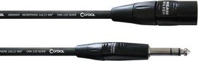Фото 1/2 Cordial CIM 0.6 MV инструментальный кабель XLR male/джек стерео 6.3мм male, 0.6м, черный